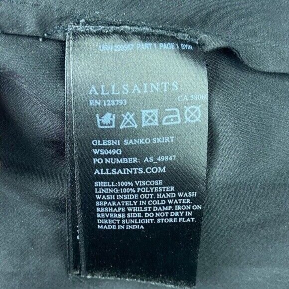 All Saints Black Lace A-Line Skirt Size 0 Broderie Anglaise Glesni Sanko Eyelet - Picture 7 of 7